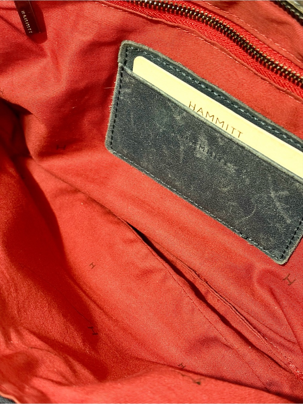 Hammitt Charles LgCrossbody Bag In Distressed Washed Slate Blue Leather/Gunmetal - Picture 12 of 14